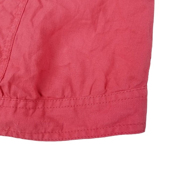 Chico's Linen Shacket Truckers Jacket Womens Sz M ( 1 ) Lace Sleeve Salmon - Picture 10 of 16